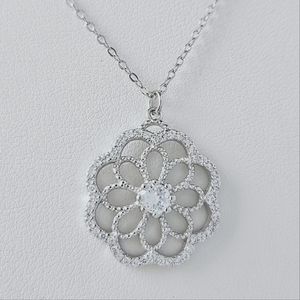 Flower Pendant Necklace, 925 Sterling Silver Venice Italy Collection